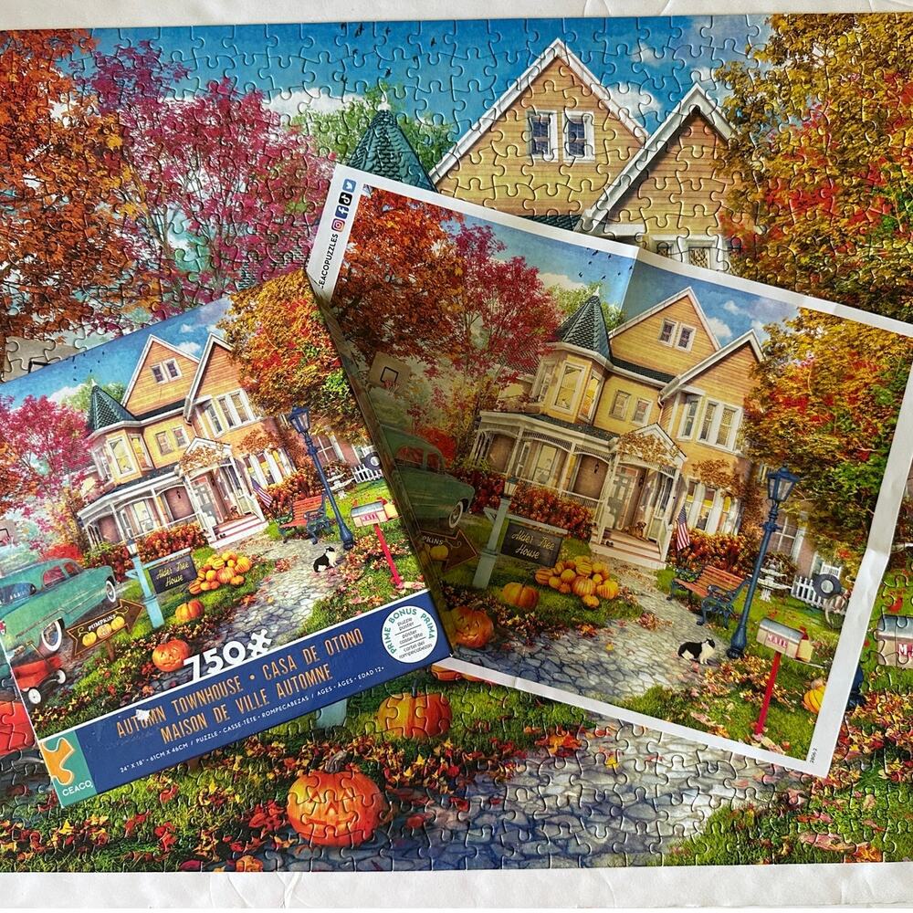 Ceaco Autumn Townhouse 750 Piece Puzzle in Box - Picture 6 of 6